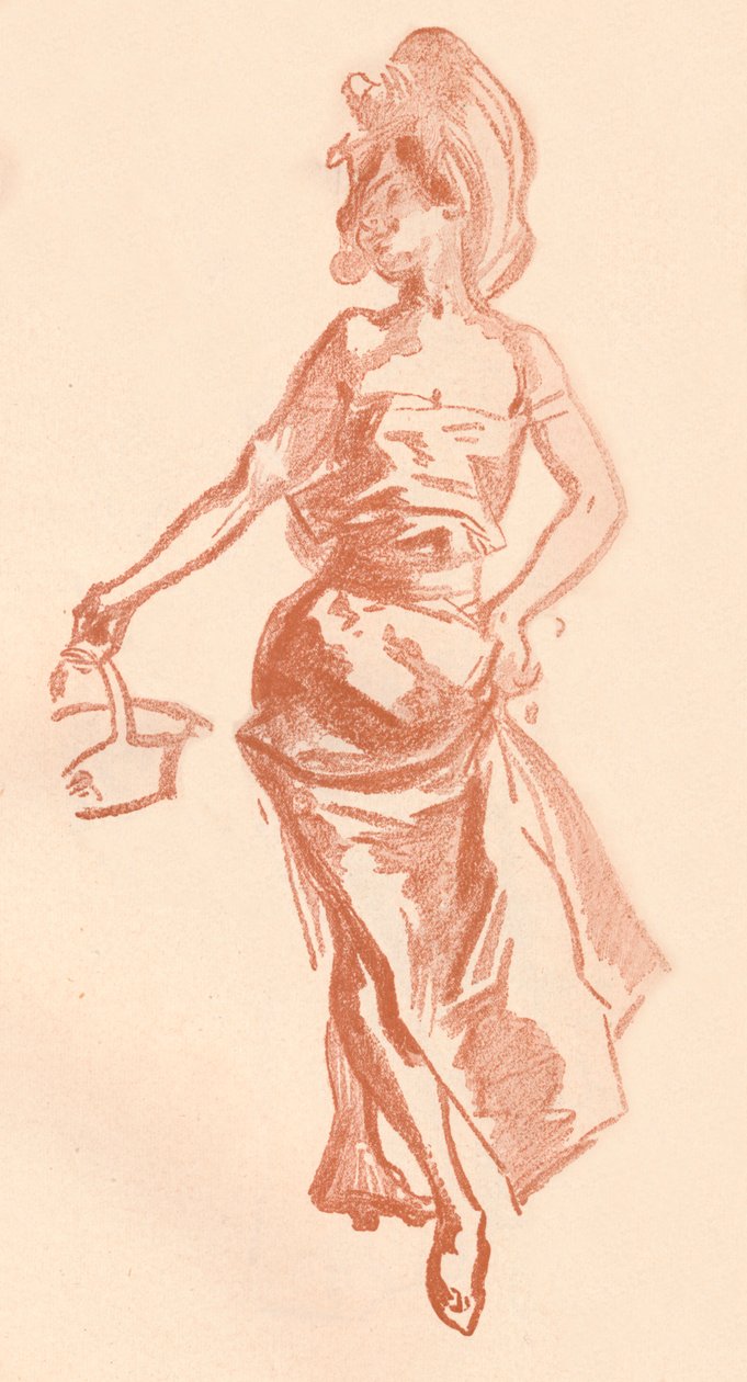 Zeichnung in Rötel, um 1900 1903-1904 von Jules Cheret