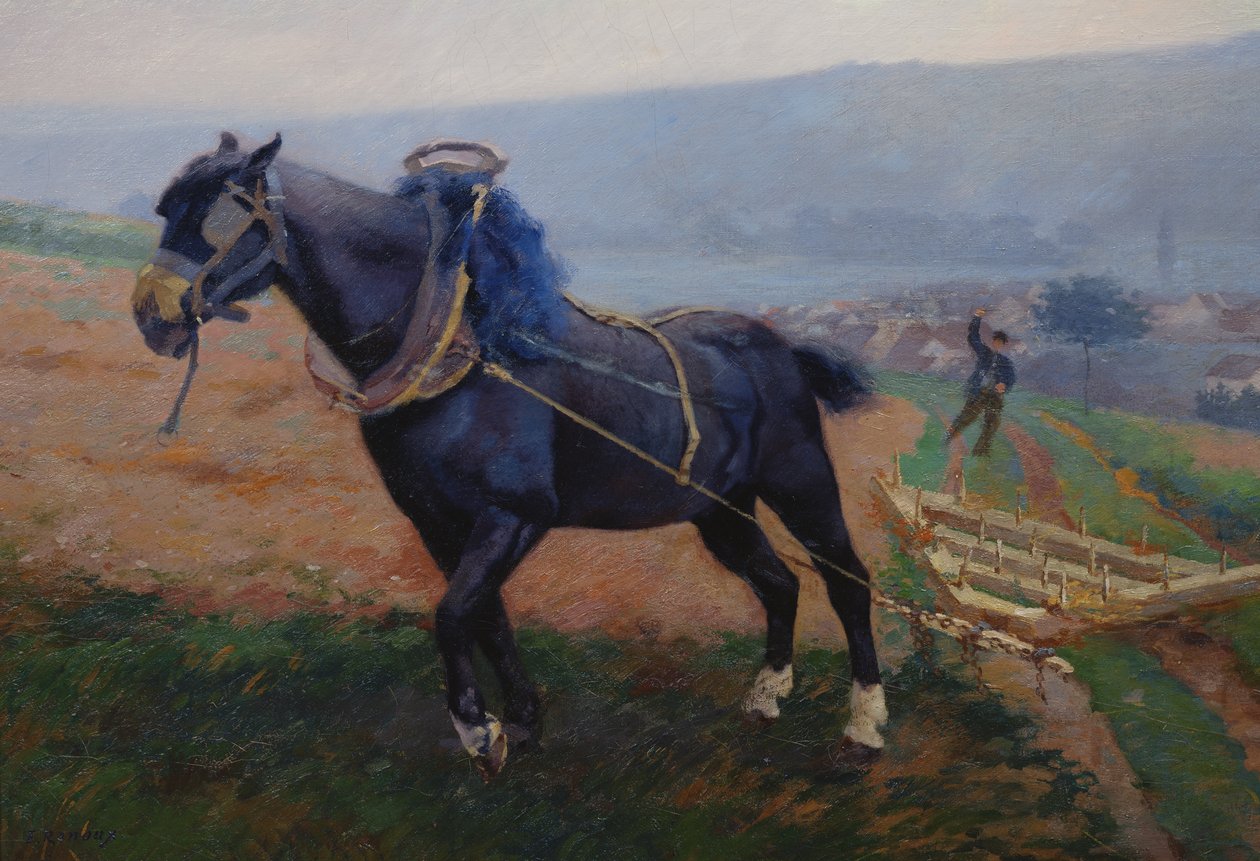 Landschaft in Romeny, Das Pferd von Jules Ernest Renoux