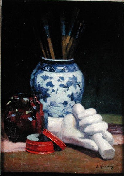 Stillleben mit einer blauen Vase von Jules Ernest Renoux