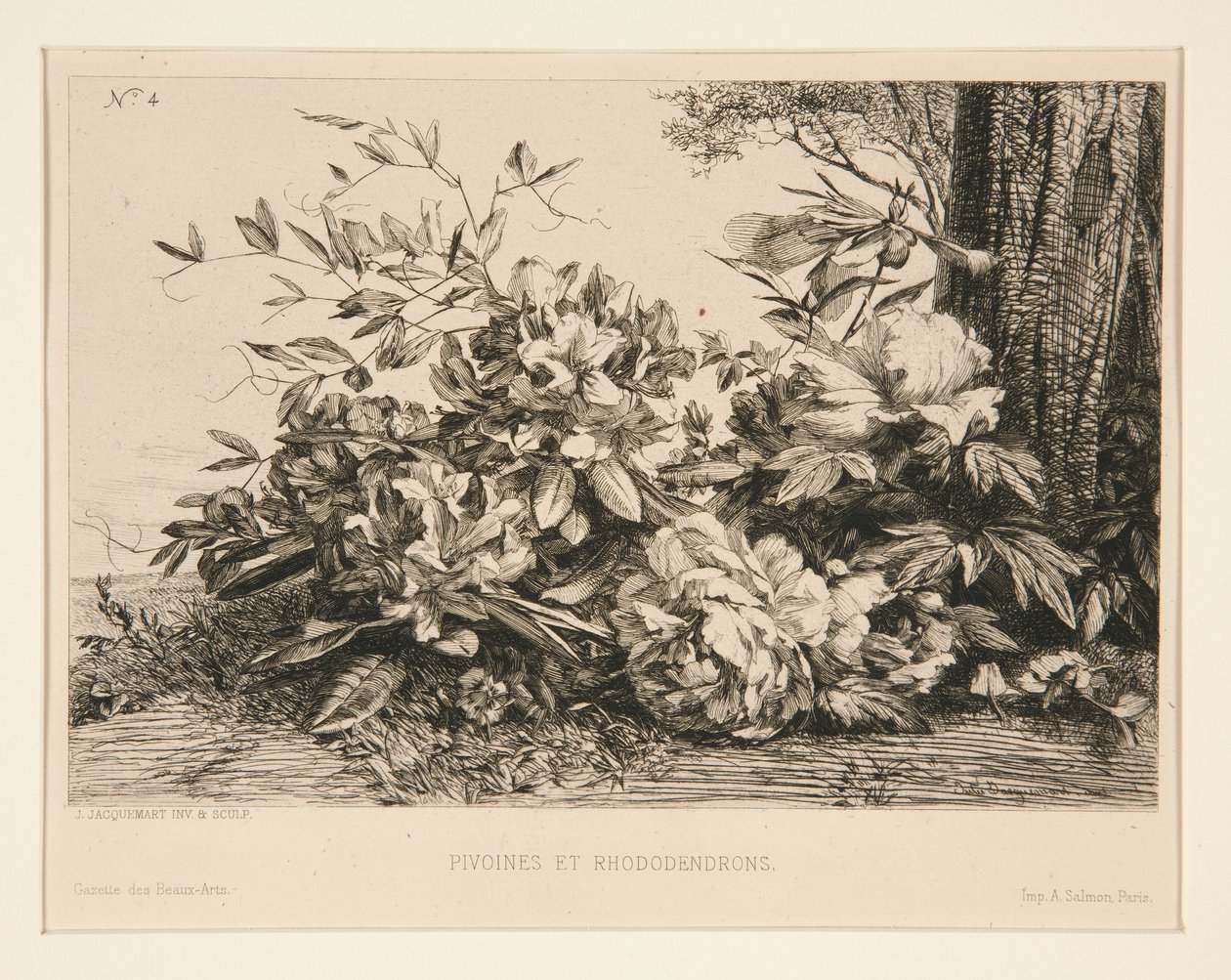 Pfingstrosen und Rhododendren von Jules Ferdinand Jacquemart