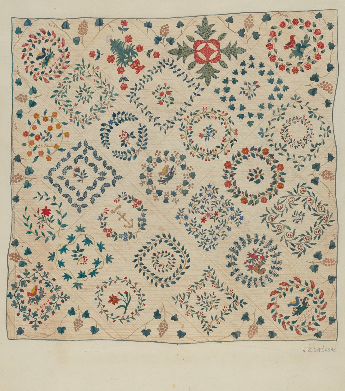 Applikationsdecke, ca. 1936 von Jules Lefevere