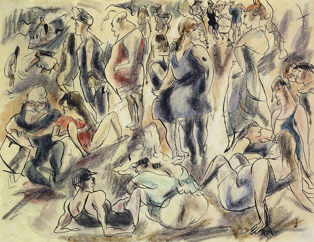 Amerikanischer Strand; Plage American, ca. 1917 von Jules Pascin