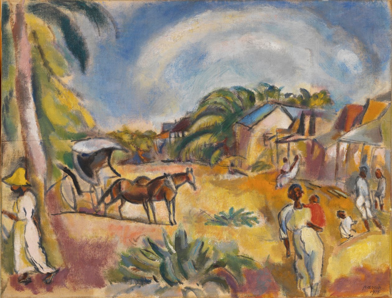 Landschaft mit Figuren und Kutsche von Jules Pascin