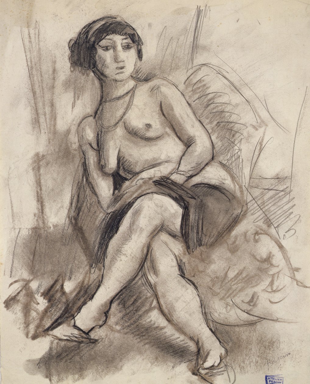 Sitzendes Aktmodell von Jules Pascin
