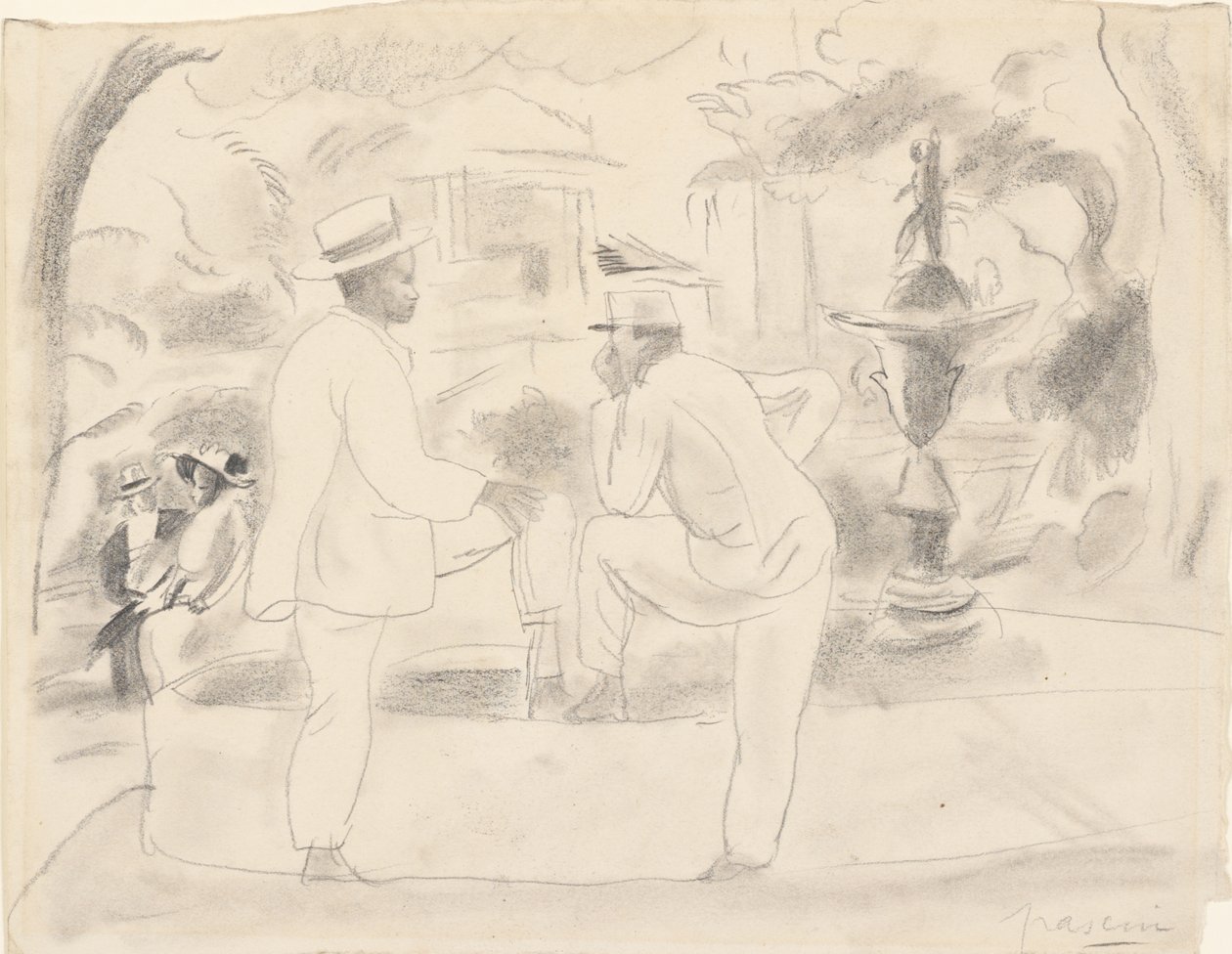Zwei Männer im Park von Jules Pascin