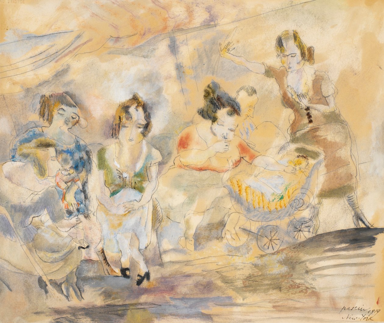 Frau mit Kinderwagen von Jules Pascin
