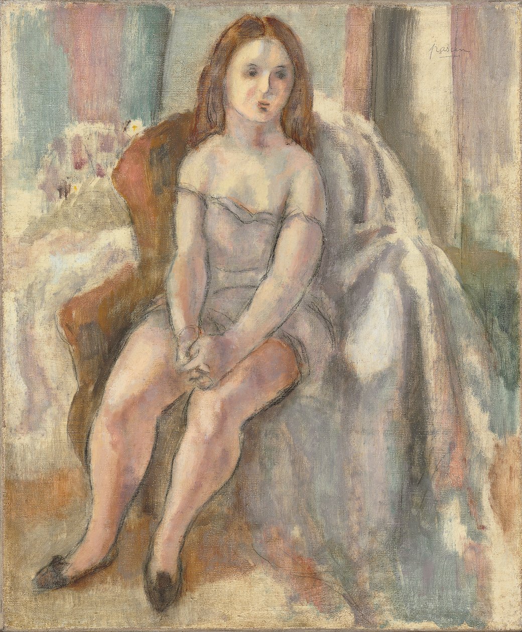 Junge Frau im weißen Hemd von Jules Pascin