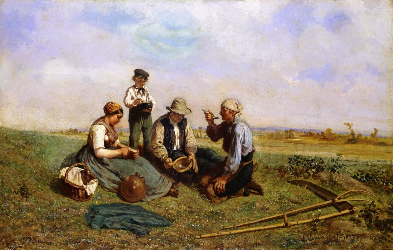 Mittagessen der Heuarbeiter, 1857 von Jules Veyrassat