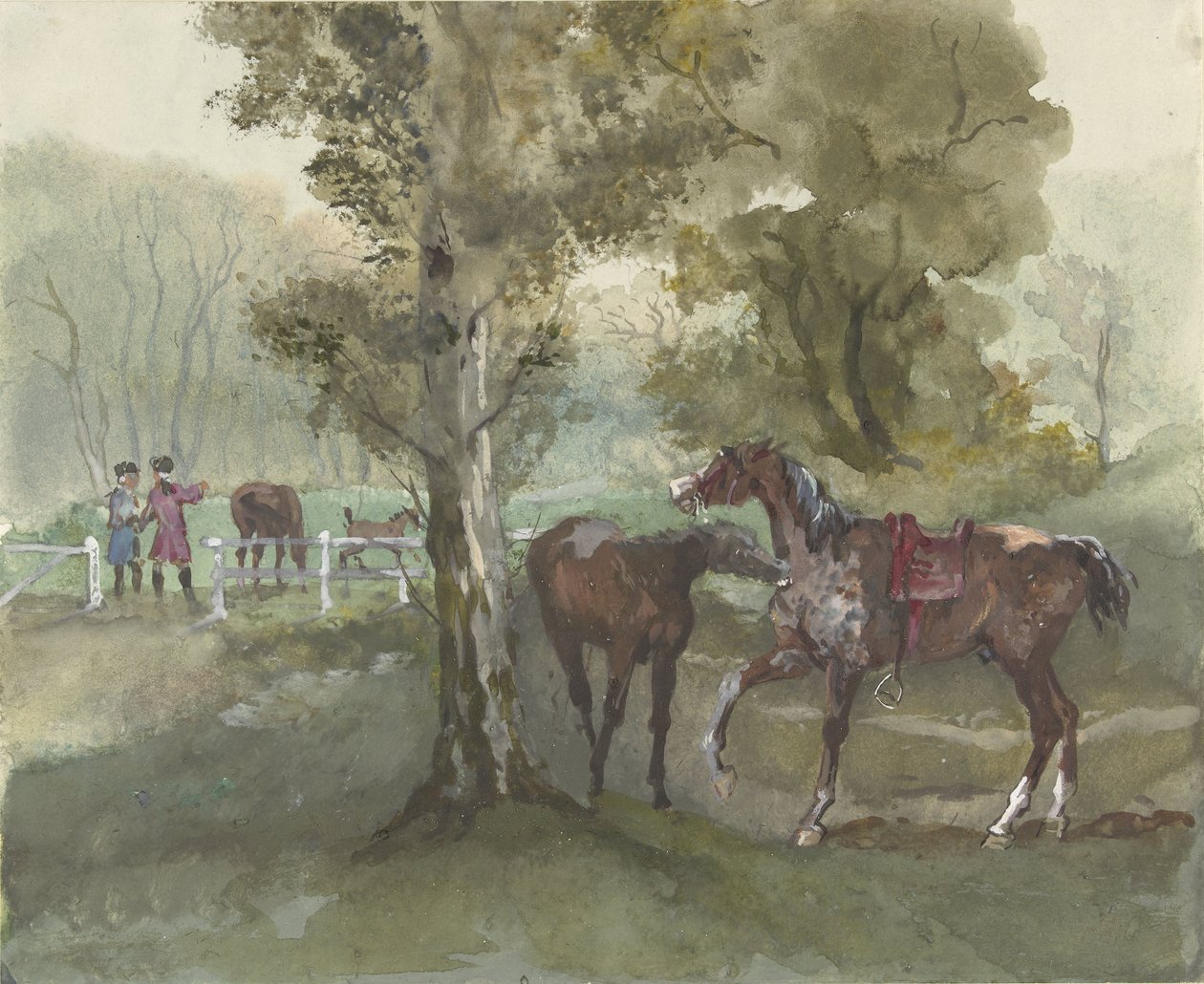 Pferde auf der Weide von Jules baron Finot