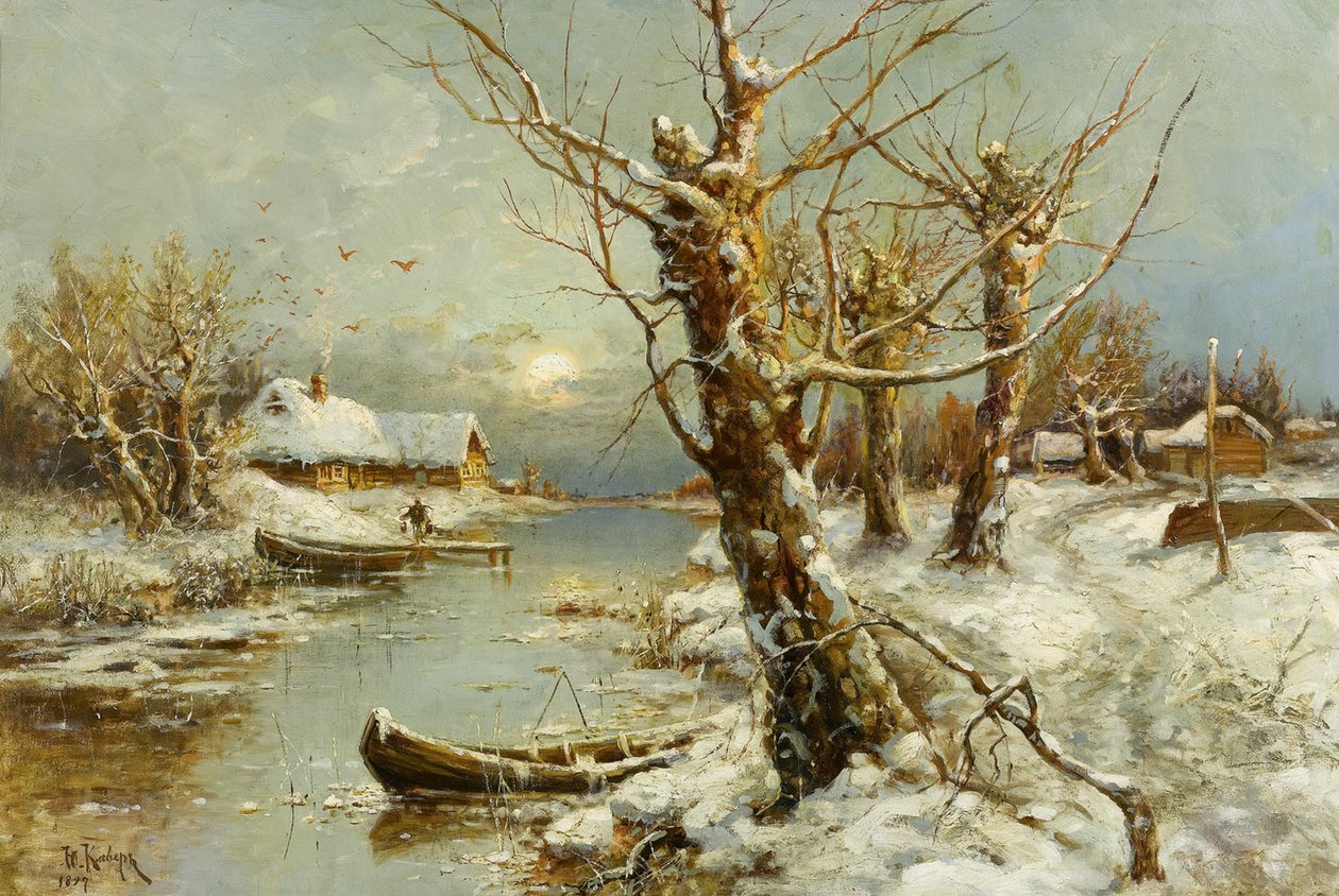 Winterflusslandschaft, 1897 von Juli Julievich Klever