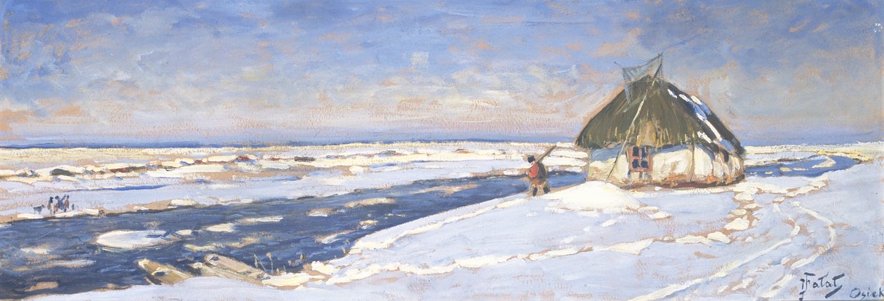 Winter in Osieku, ca. 1920 von Julian Falat