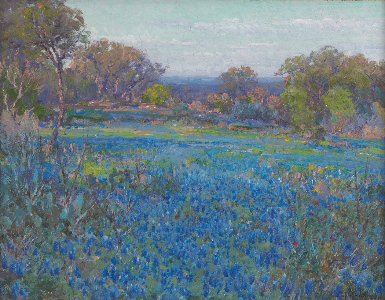 Ein Feld von Blue Bonnets, spätnachmittägliches Sonnenlicht von Julian Onderdonk