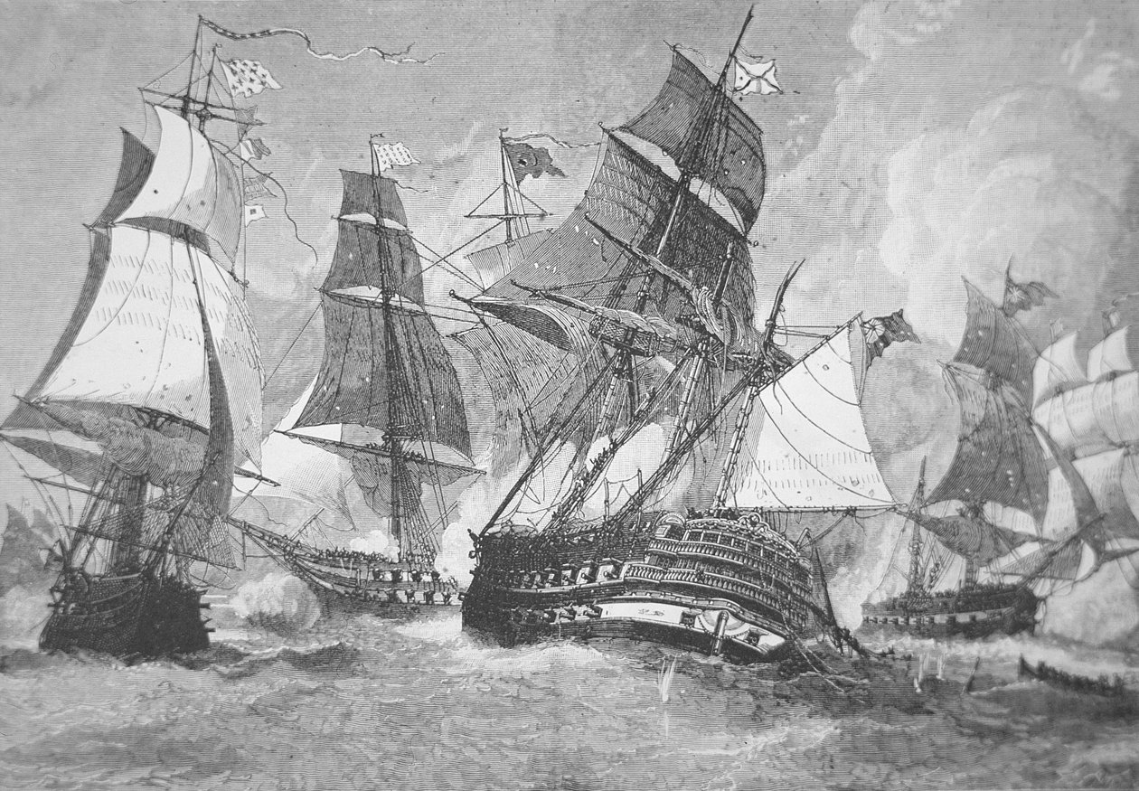 Schlacht von Chesapeake Bay von Julian Oliver (after) Davidson