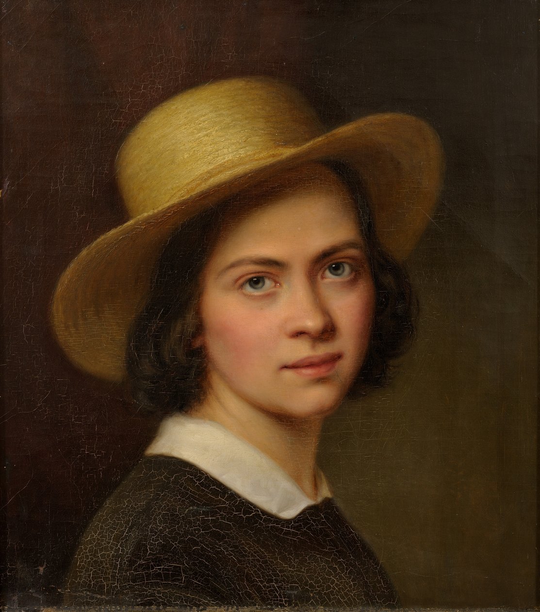 Selbstporträt (mit Strohhut) von Julie Wilhelmine Hagen Schwarz