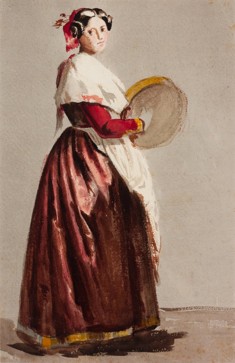 Italienische Frau mit Tamburin von Julie Wilhelmine Hagen Schwarz