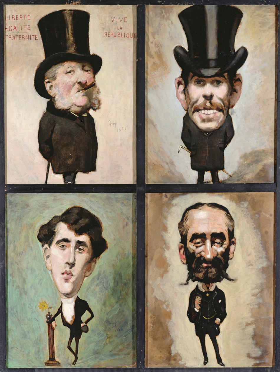 Vier Karikaturen, 1882-83 von Julius Mandes Price