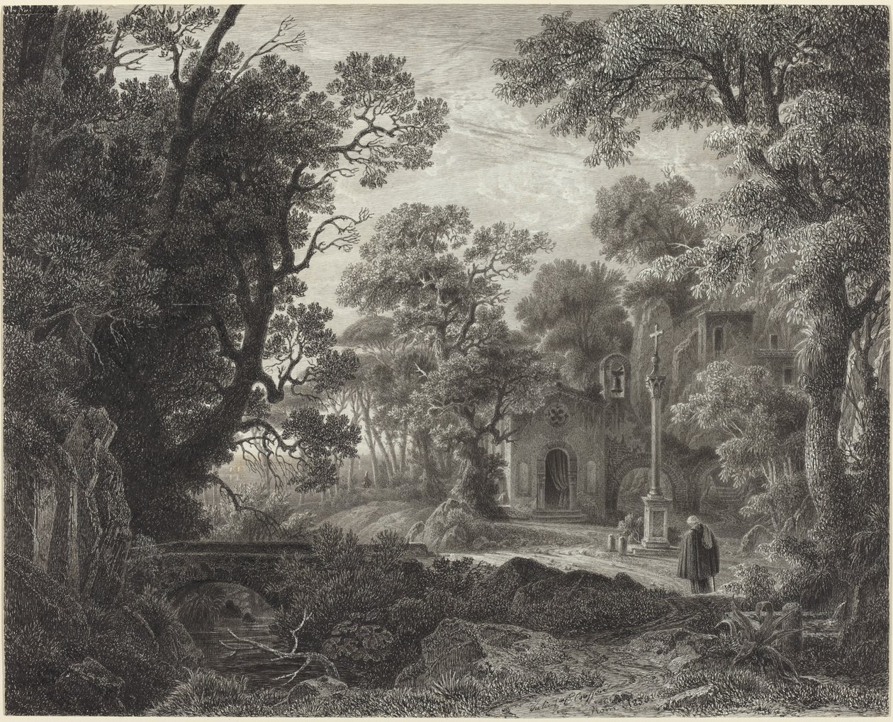 Eine Waldkapelle am Abend von Julius Albert Elsasser