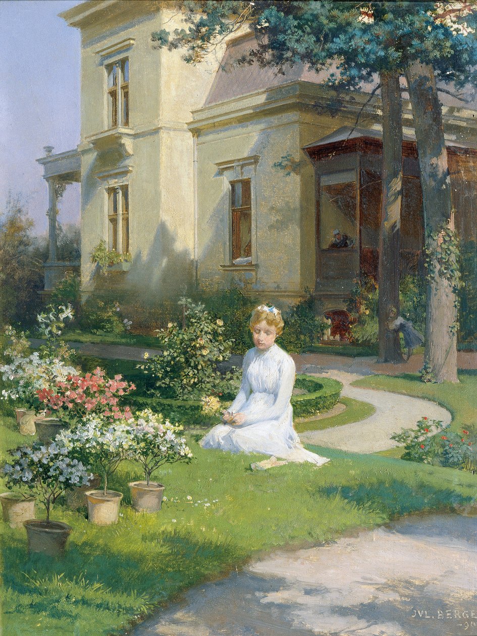 Mädchen im Garten einer Villa von Julius Victor Berger