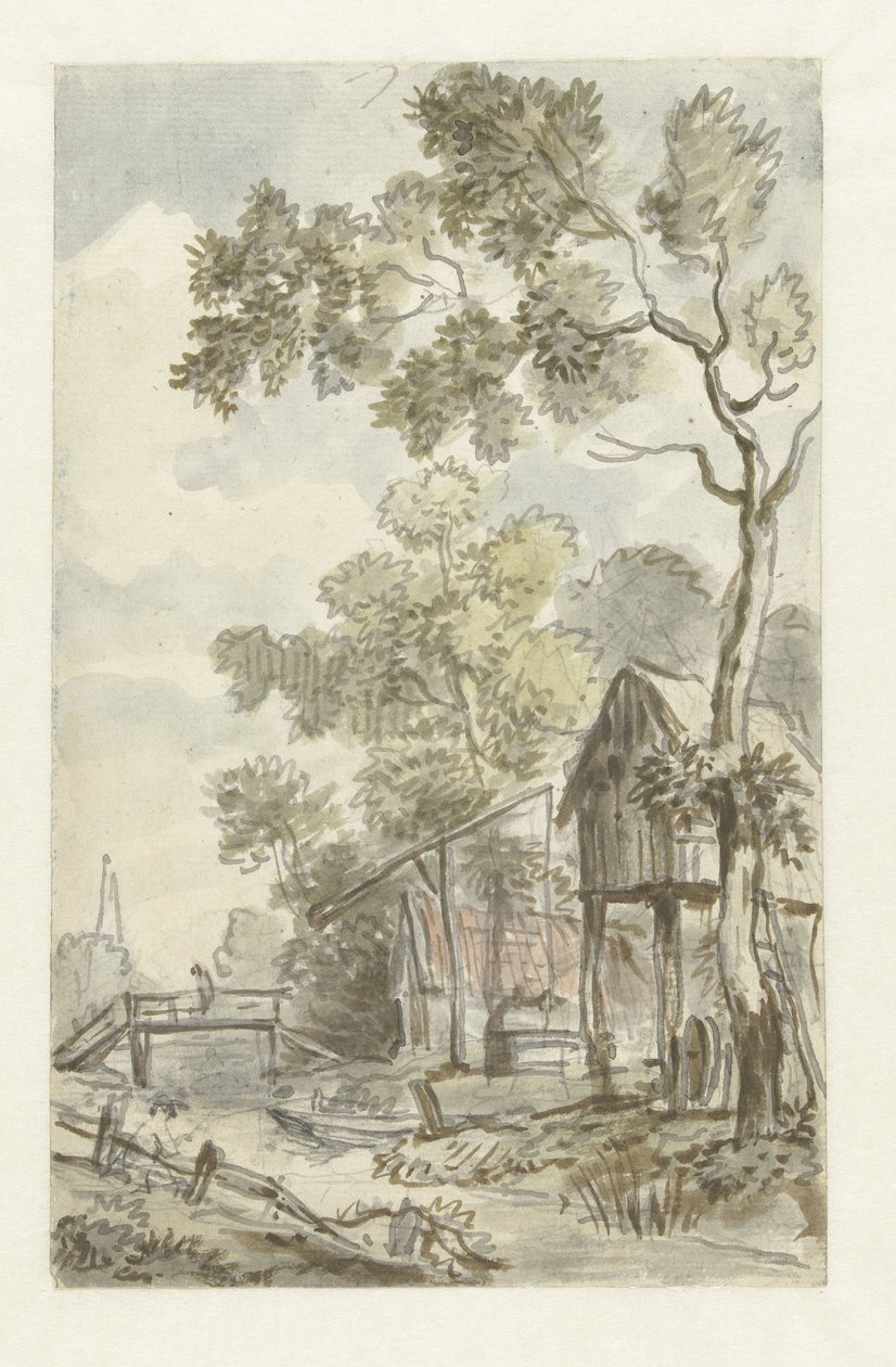 Entwurf für eine Wandmalerei mit holländischer Landschaft von Jurriaan Andriessen