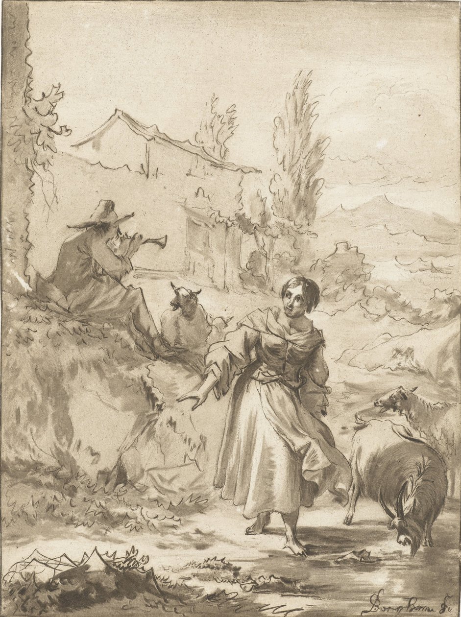 Hirte mit Schalmei von Jurriaan Cootwijck