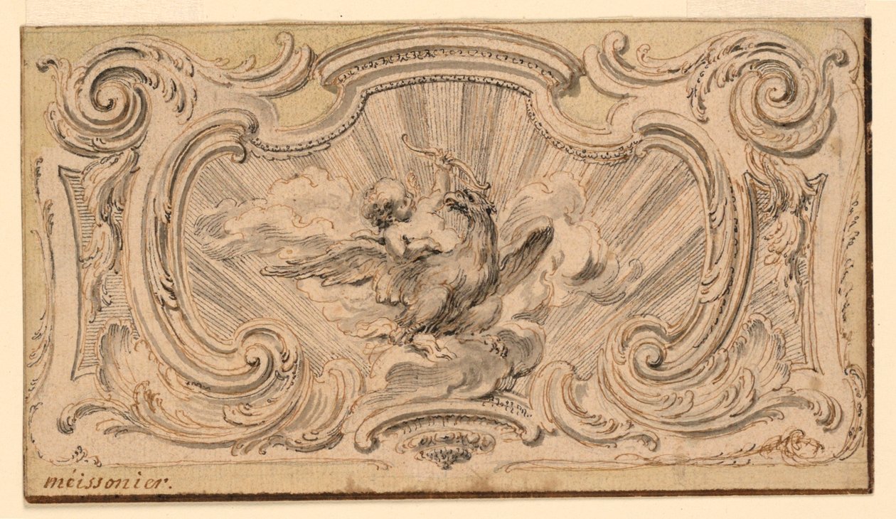Entwurf für ein Zierpanel von Juste Aurèle Meissonnier