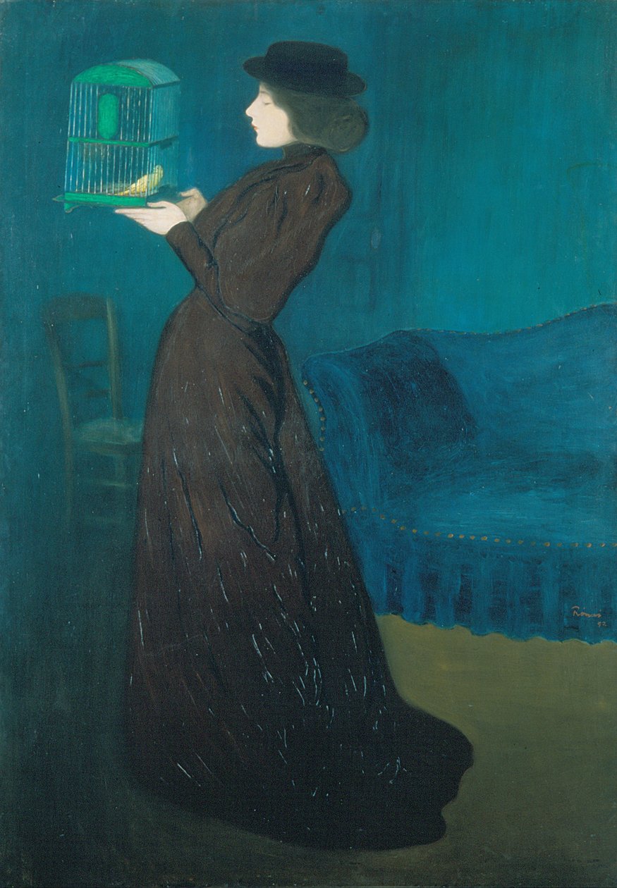 Frau mit Vogelkäfig von József Rippl Rónai
