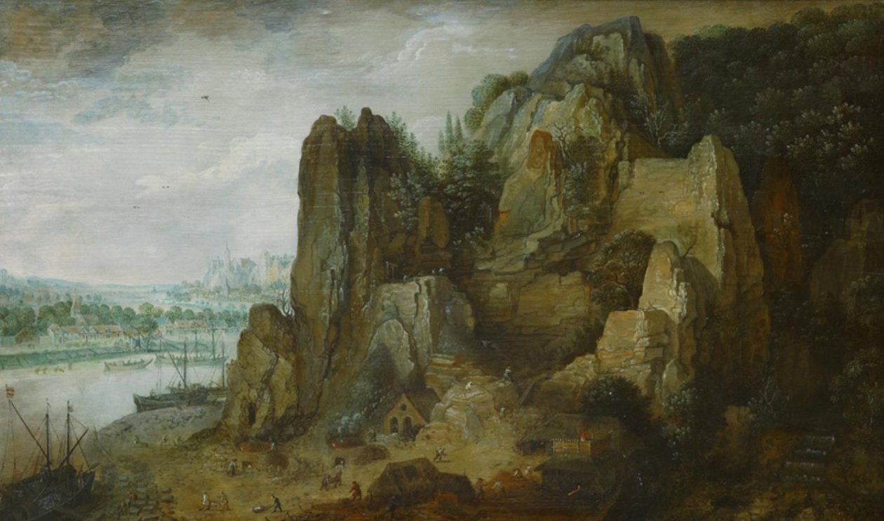 Ansicht von Felsen, Flusslandschaft von KMS 1024 Ubekendt