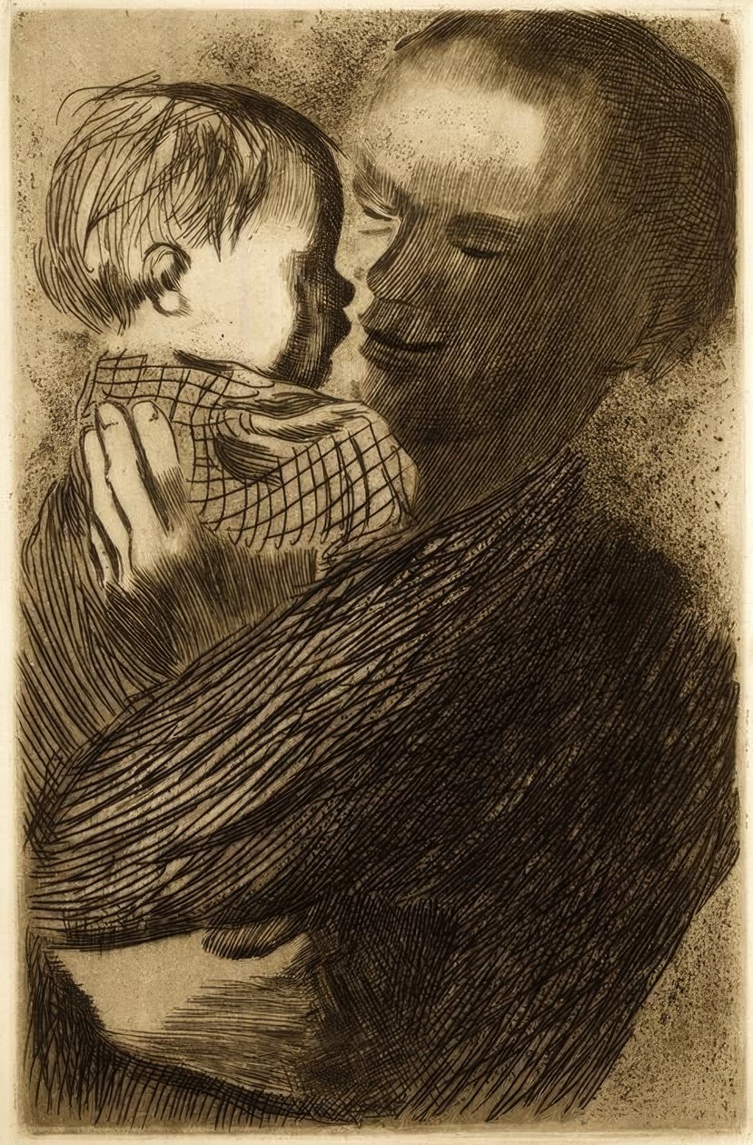 Mutter mit Kind auf dem Arm von Käthe Kollwitz