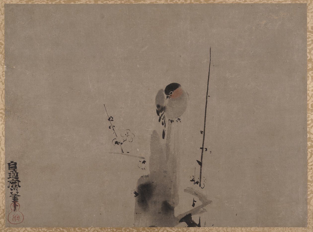 Vogel auf einem Pflaumenbaum von Kano Naonobu