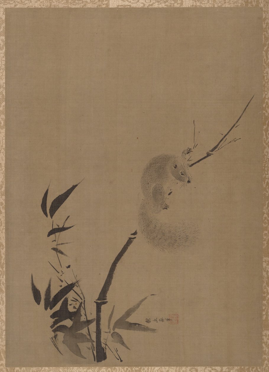 Eichhörnchen auf Bambus von Kanō Tan’yū