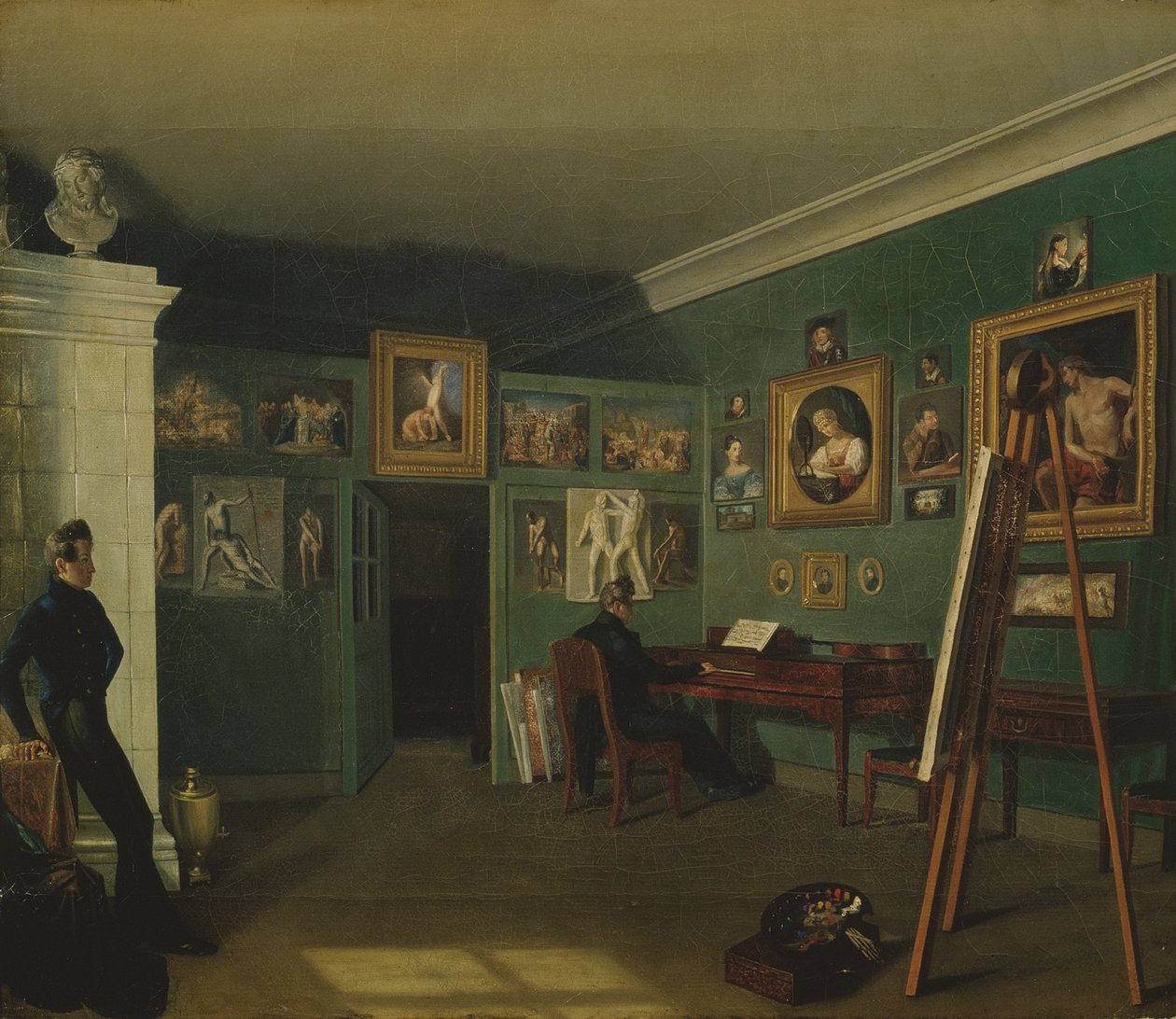 Das Atelier des Malers, 1830 von Kapiton Selentsov