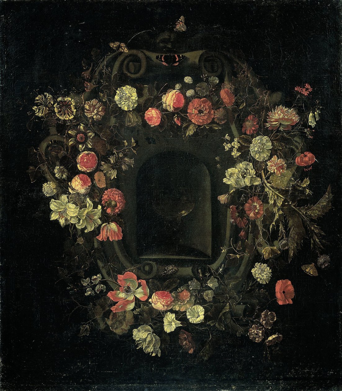 Blumenkranz, der eine Nische umgibt von Karel Batist