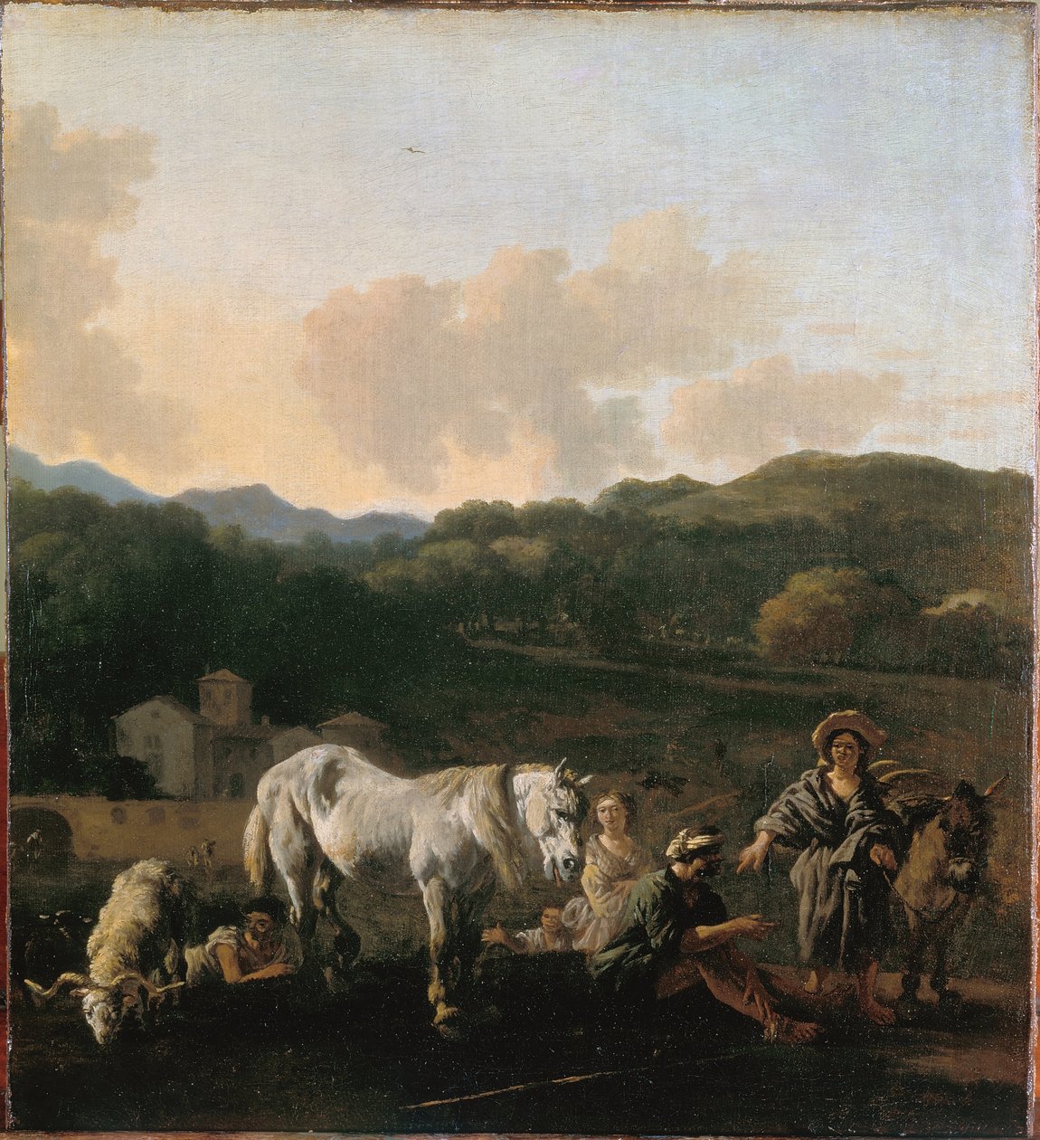 Bauern und ein weißes Pferd von Karel Dujardin
