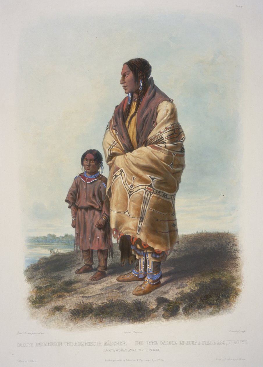 Dakota-Frau und Assiniboin-Mädchen von Karl Bodmer