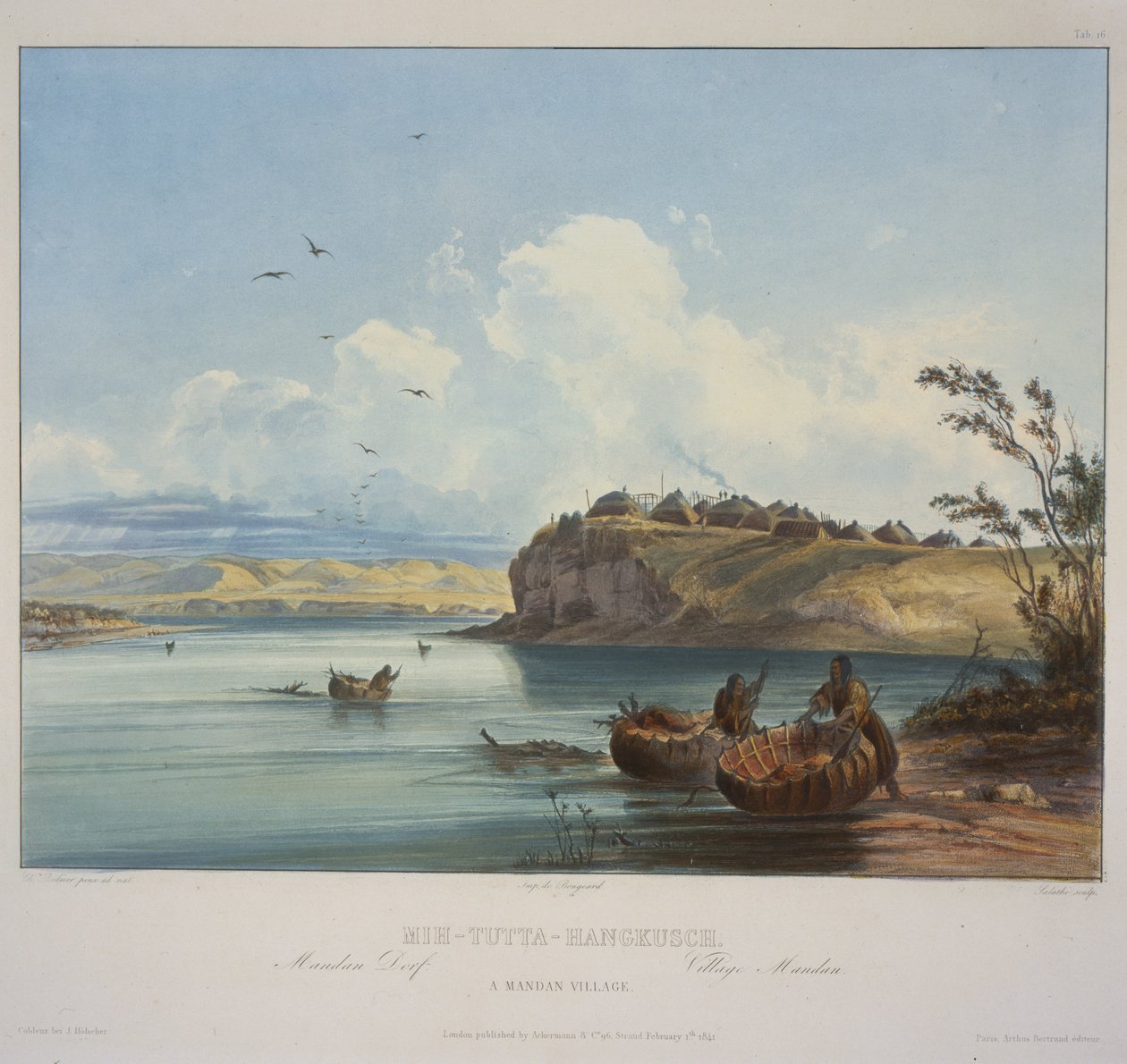 Mih-Tutta-Hangkusch. Ein Mandan-Dorf von Karl Bodmer