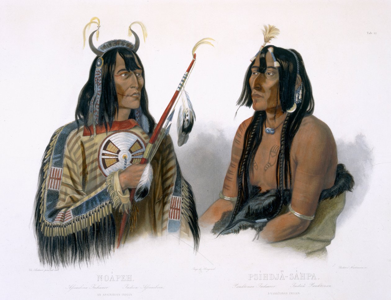 Noapeh, ein Assiniboin-Indianer und Psihdja-Sahpa, ein Yanktonan-Indianer, Tafel 12 aus Band 2 von 