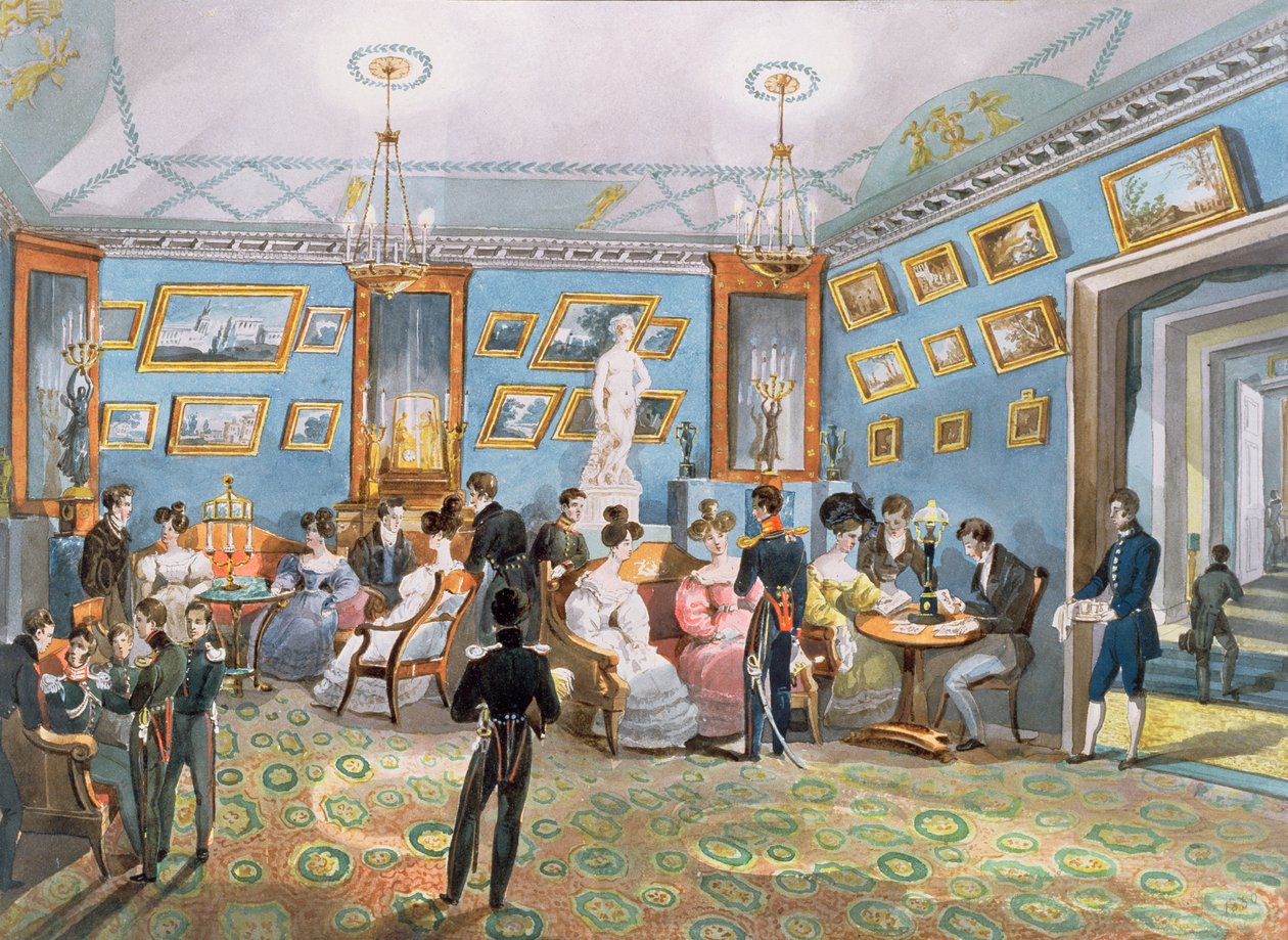 Ein Gesellschafts-Salon, ca. 1830 von Karl Ivanovich Kolmann
