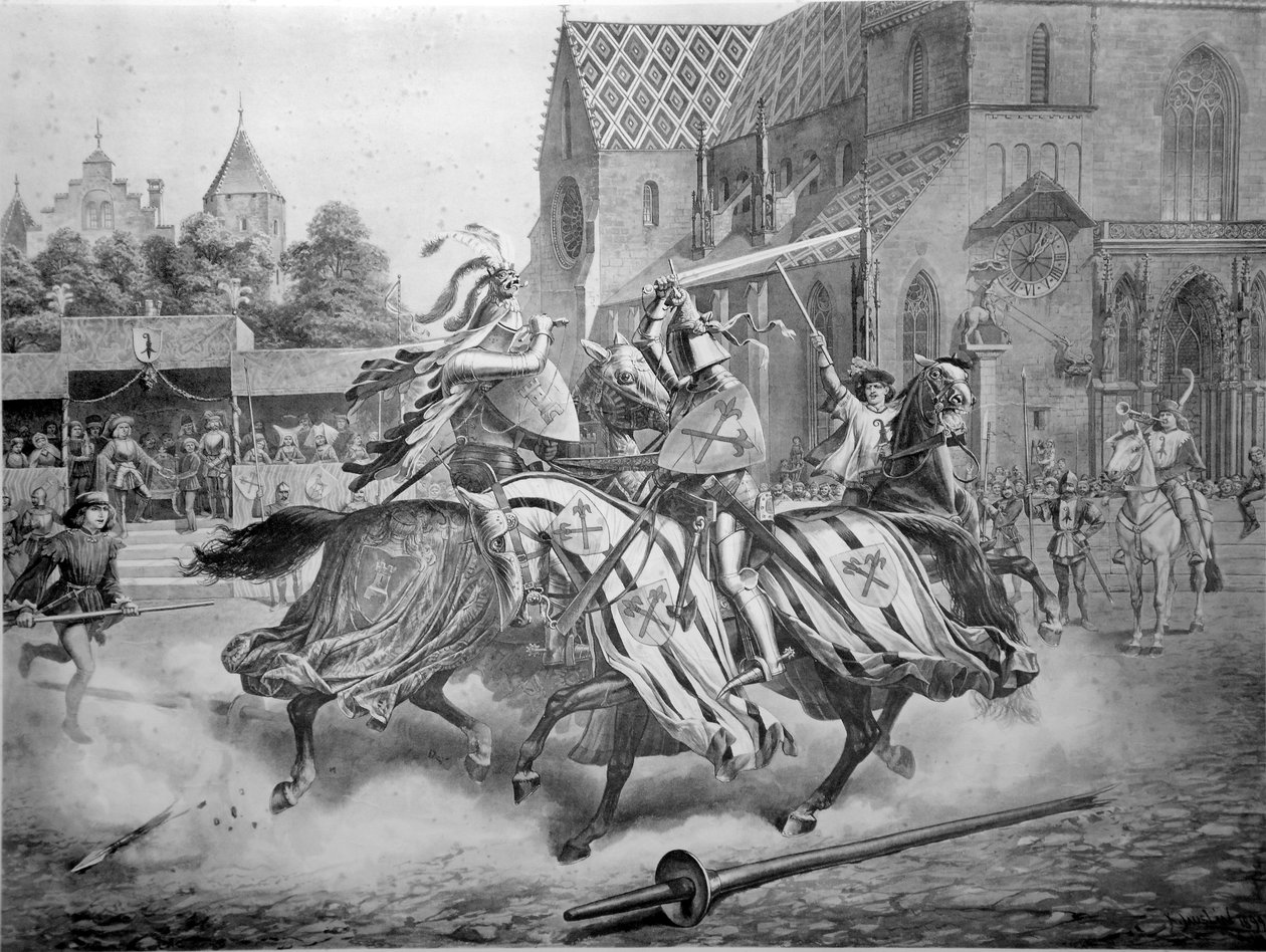 Das Turnier zu Basel zwischen Heinrich von Ramstein und dem Spanier Don Merlo Dezember 1428. Verlag von Emil Birhäuser, Basel von Karl Jauslin