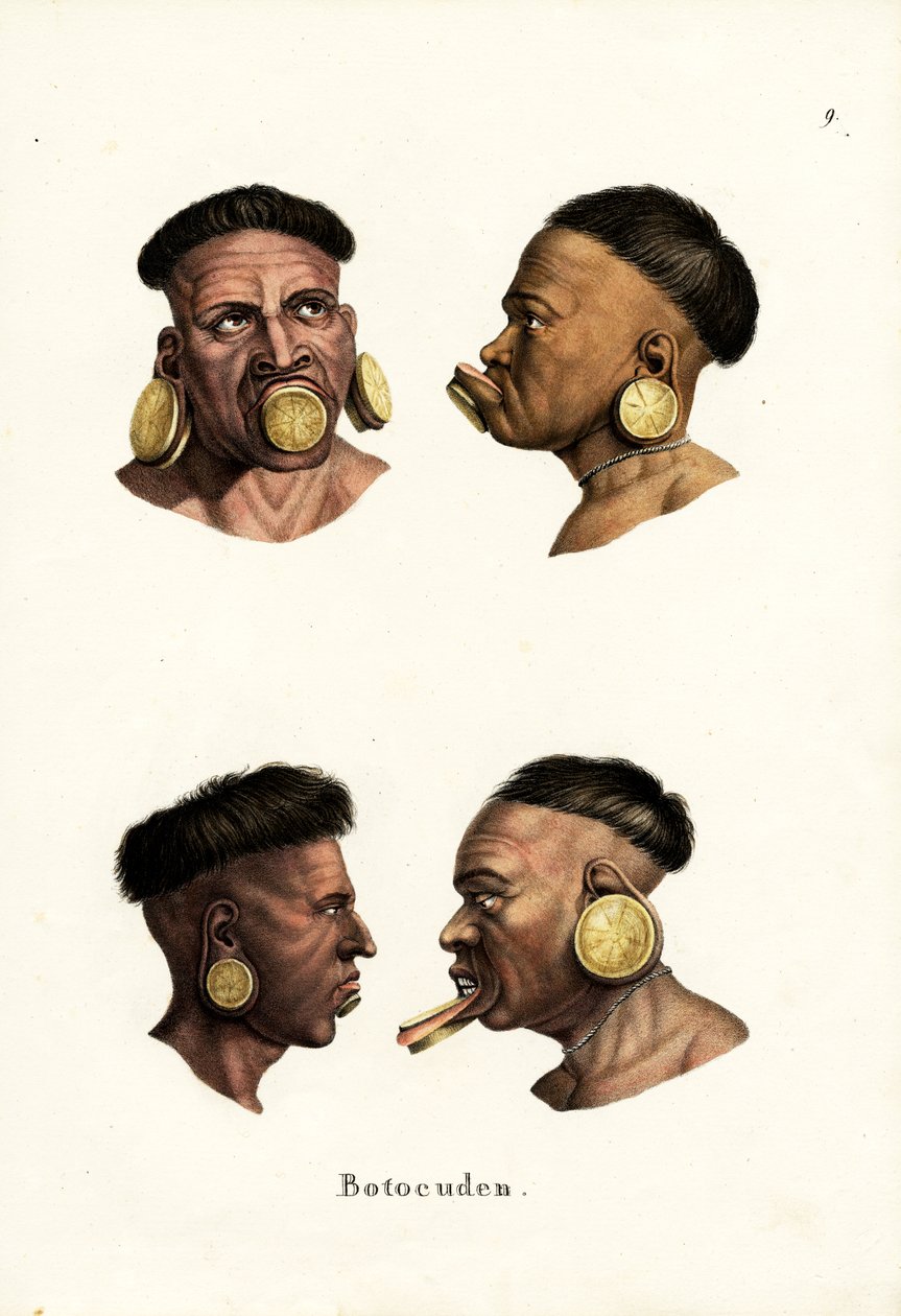 Botocudo-Volk, 1824 von Karl Joseph Brodtmann