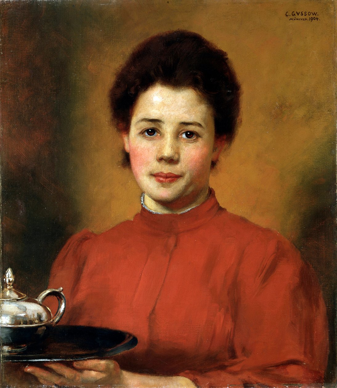 Eine Frau in Rot, 1904 von Karl Gusov