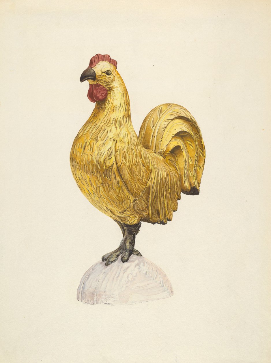 Vergoldeter Holz-Hahn von Karl J. Hentz