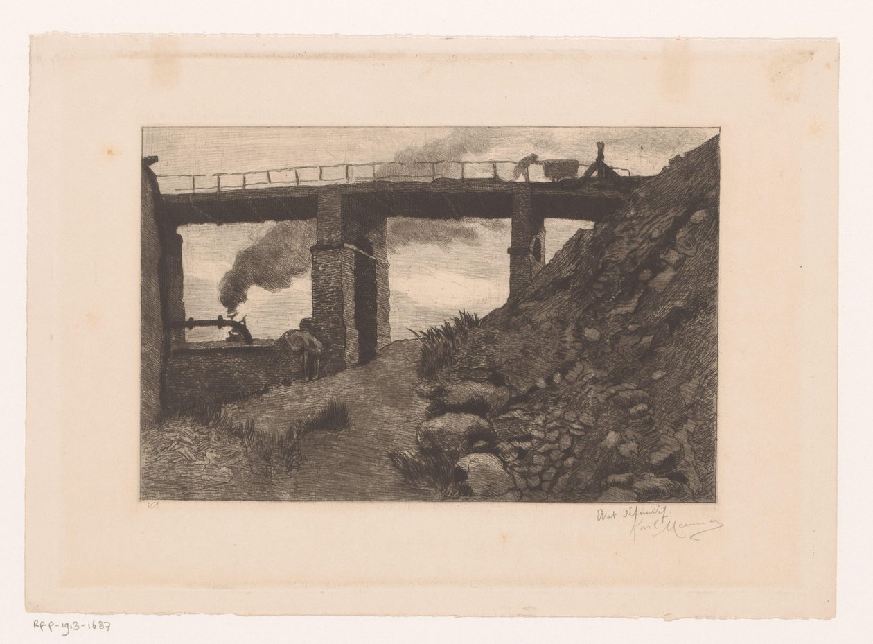 Industrielandschaft mit Viadukt von Karl Meunier