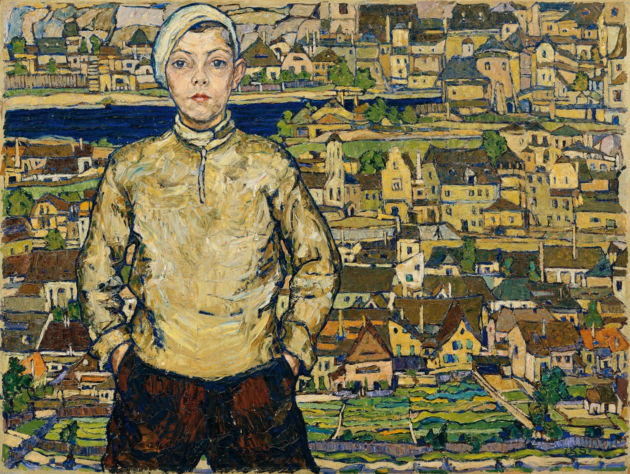 Knabe in der Landschaft von Karl Suschnik