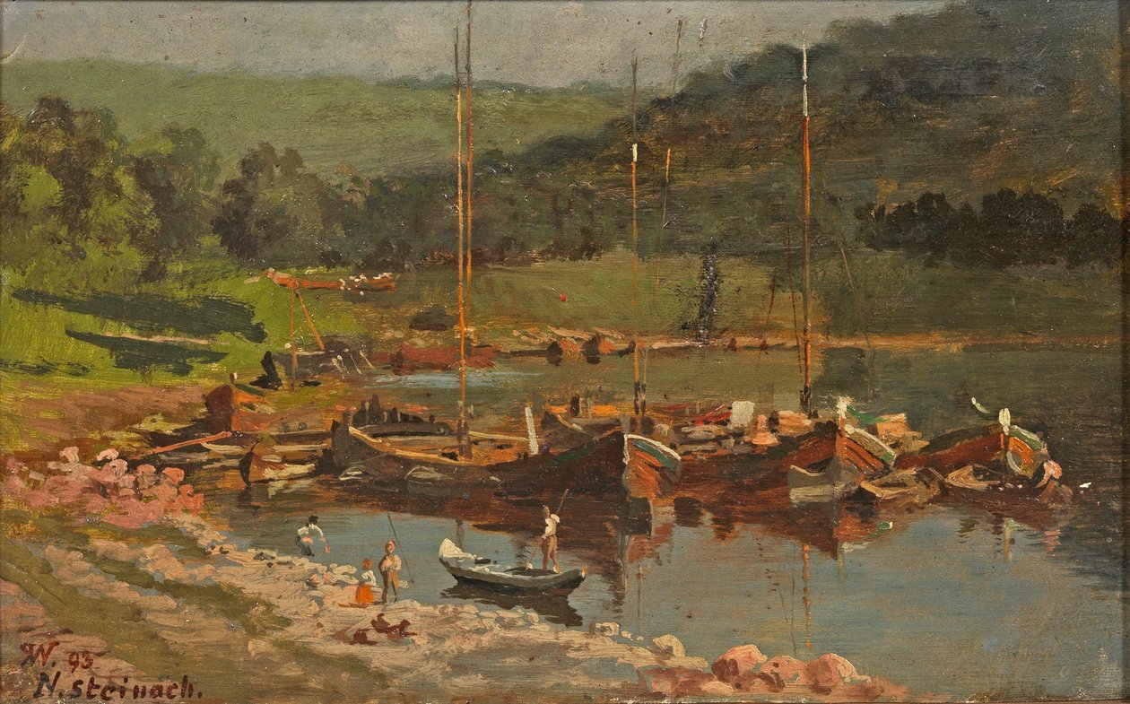 Karl Weysser - Schiffe in Neckarsteinach, 1893 von Karl Weysser