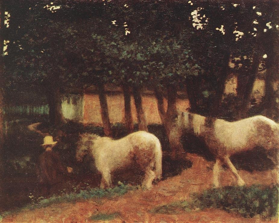 Abendstimmung mit Pferden von Károly Ferenczy