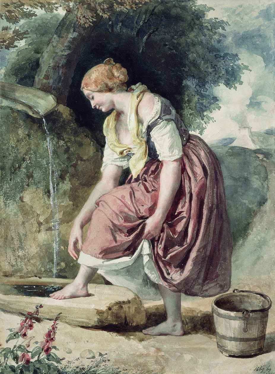 Mädchen an einer Wasserleitung von Karoly or Charles Brocky