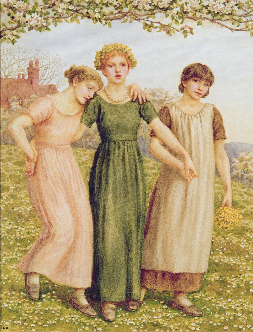 Drei junge Mädchen, 19. Jahrhundert von Kate Greenaway