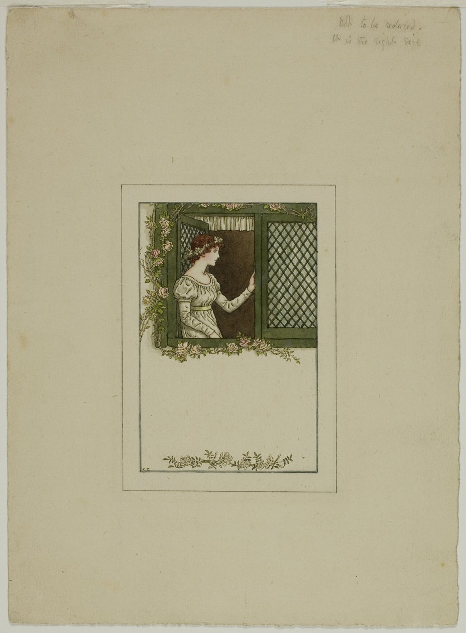 Frau am Gitterfenster von Kate Greenaway