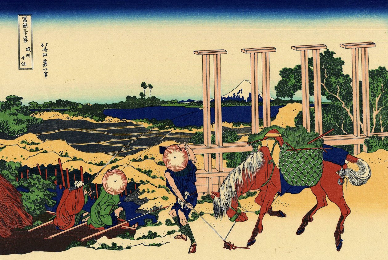 Tausend Wohnsitze in Musashi von Katsushika Hokusai