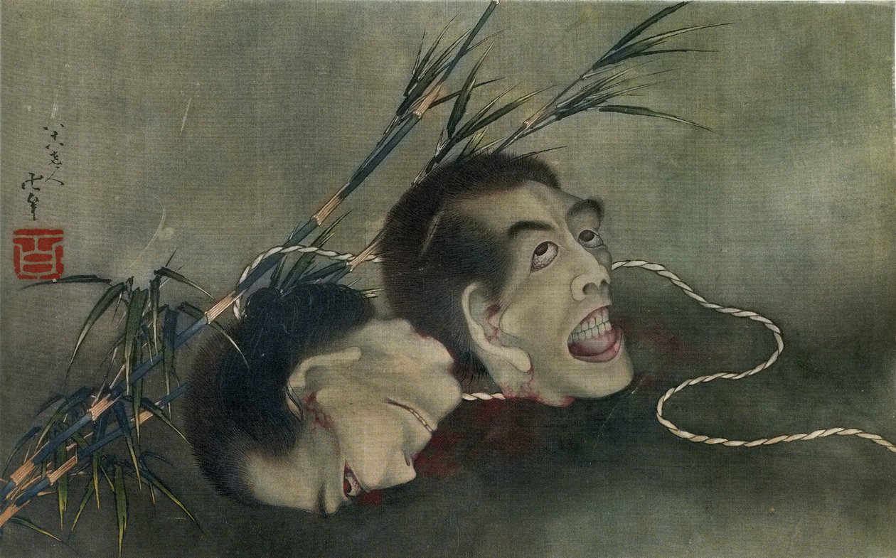 Zwei Köpfe im Schilf von Katsushika Hokusai
